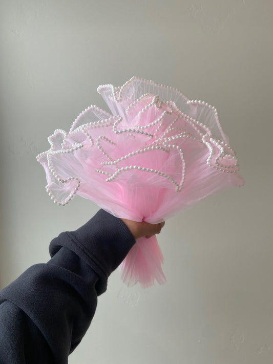 Pink Wavy Pearl Mesh